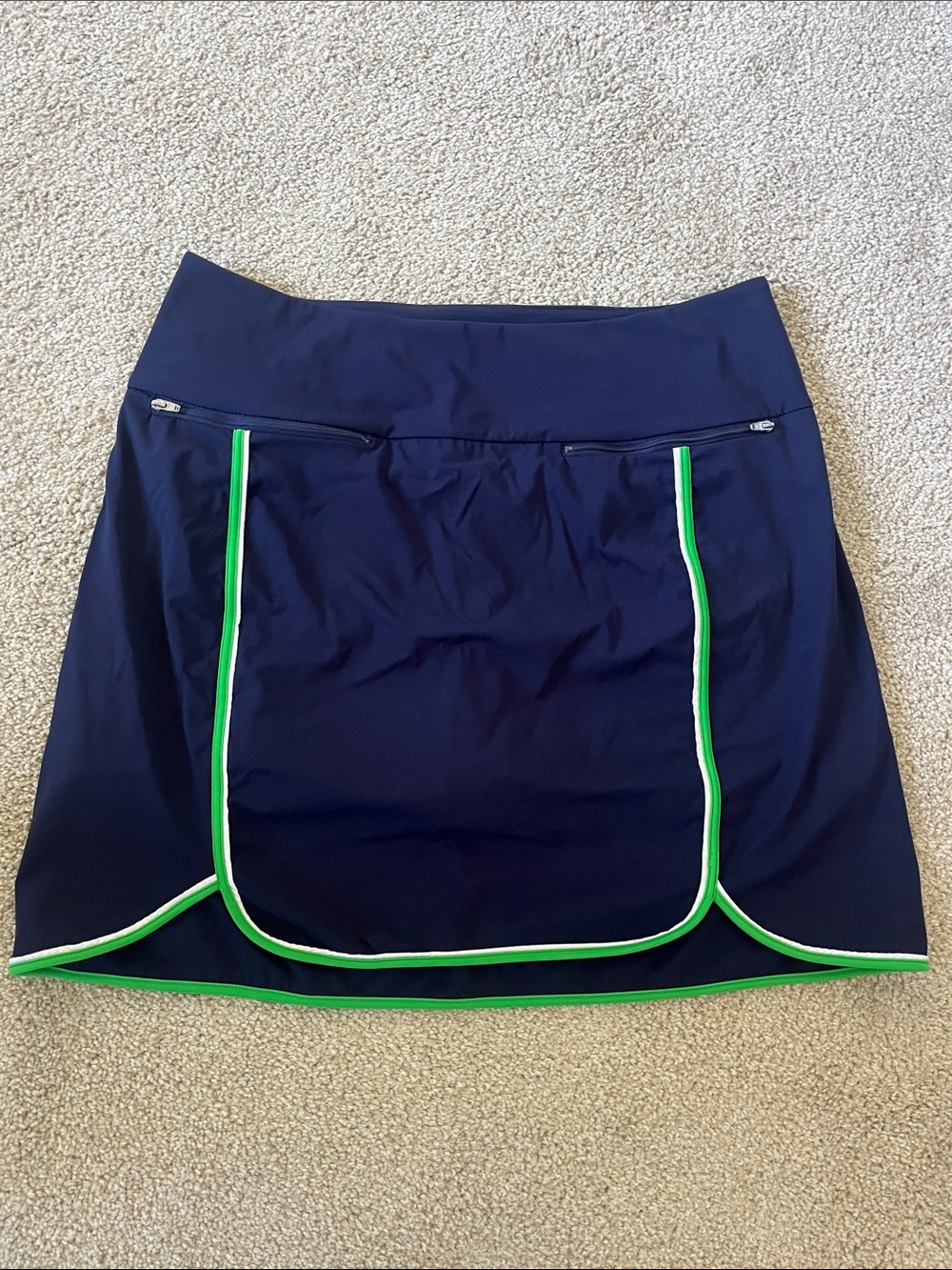 Kinona Navy Skort with Bright Green Trim
